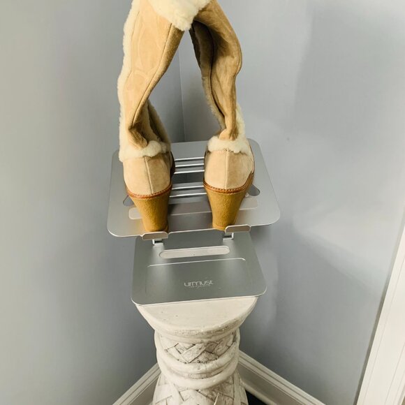 NEW COACH Signature Jordana Suede Shearling Trim Wedge Boots Size 10M (NIB) - Picture 5 of 5